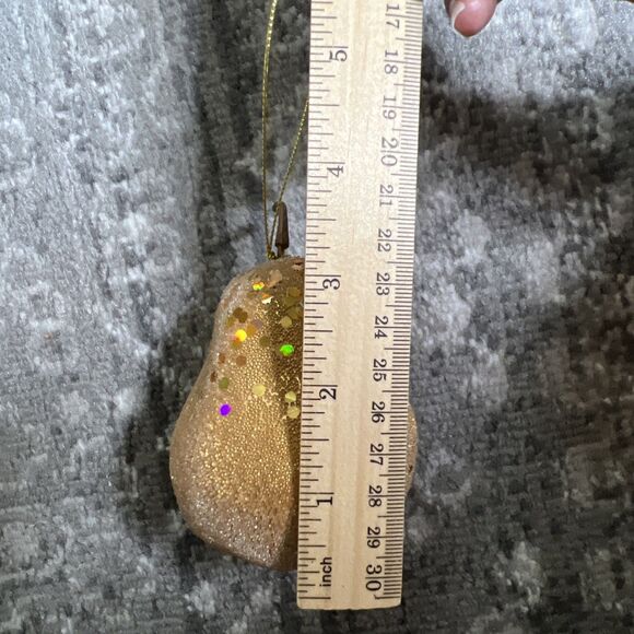 Christmas Ornament Lot Of 16 Gold Beaded & Sequin Pear-3"D, 4.25"H - Picture 5 of 6